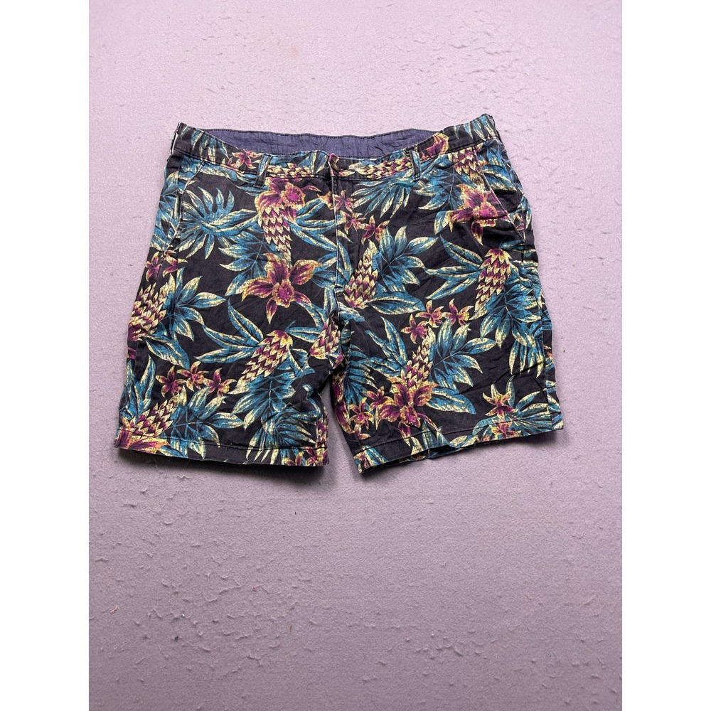 George Shorts Cotton Spandex Floral Pineapple Black Blue Purple W38 Mens